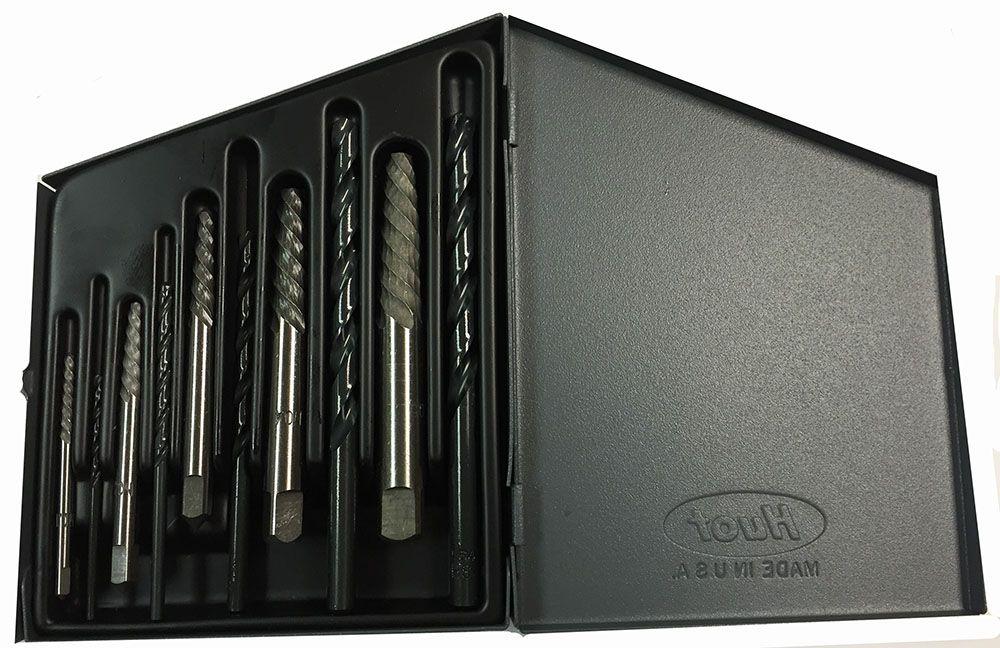 Drillco 9000EDS Screw Extractor Set, #1 to #5, 10 Pieces, Carbon - Bolt Extractor Sets